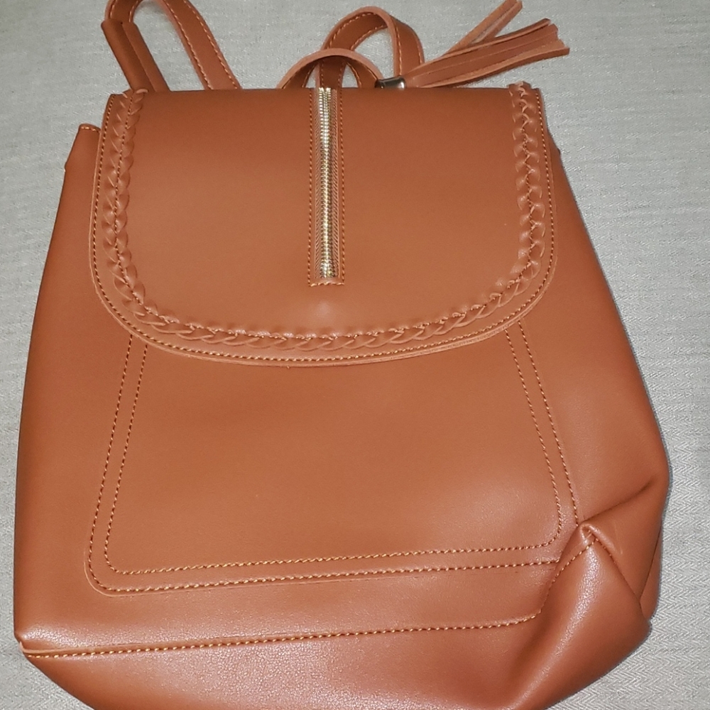 Faux leather fashion bookbag